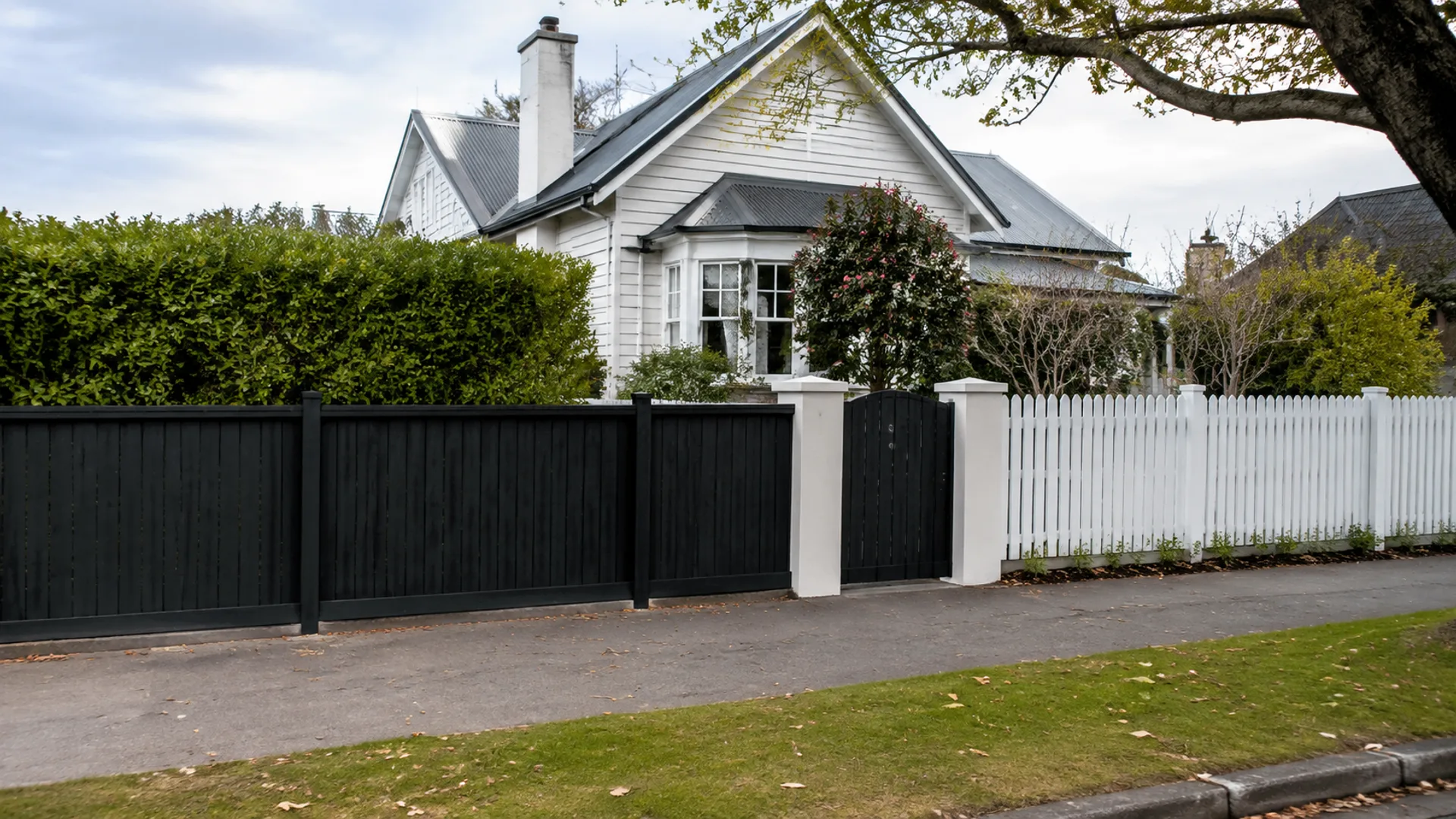 Christchurch residential boundary viewed from the footpath
