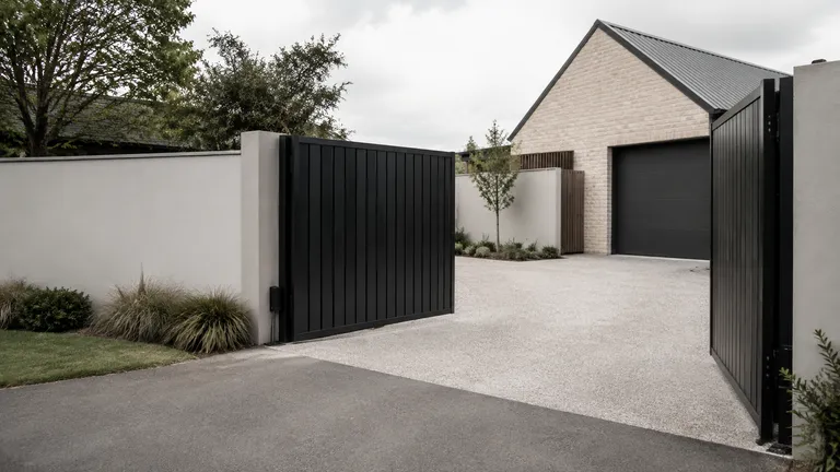 Modern automated driveway gate at a Christchurch home