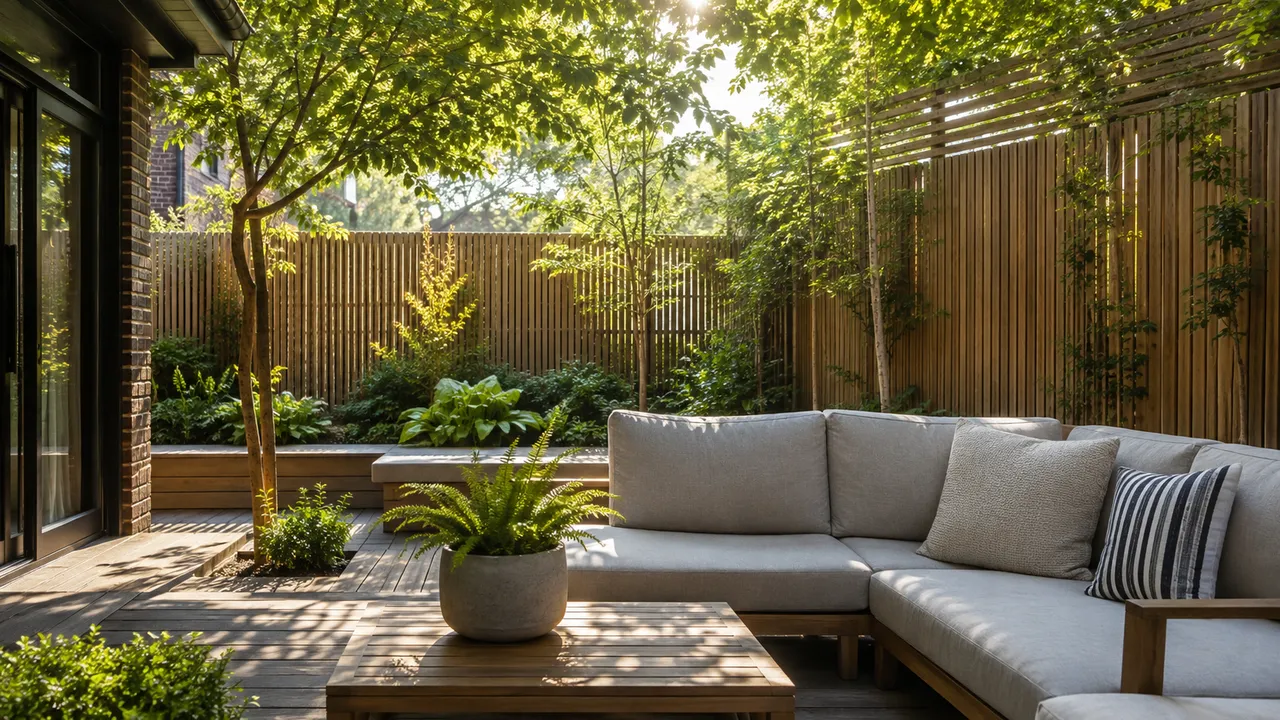 Timber paling fence screening a private Christchurch courtyard