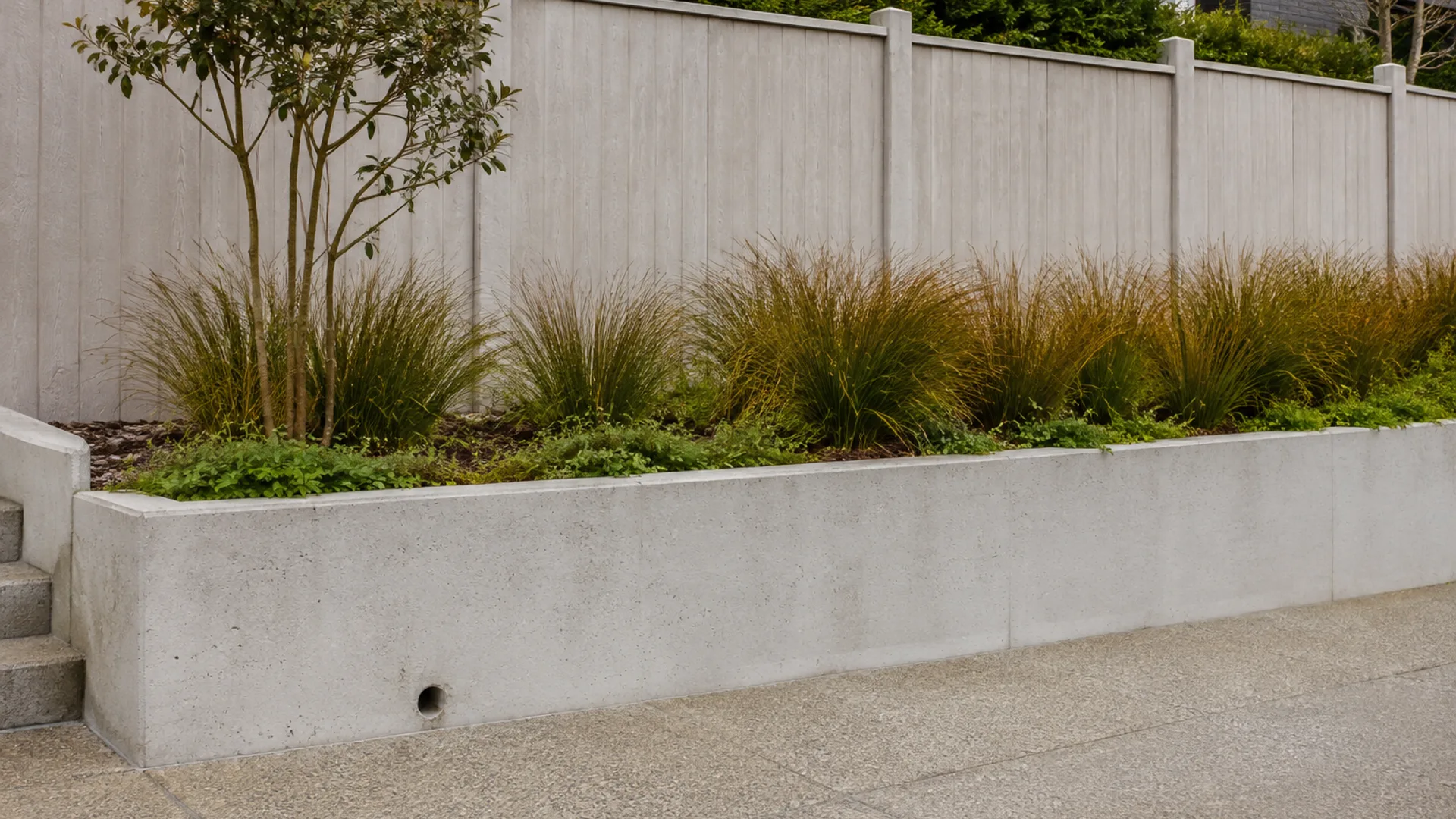 Concrete Retaining Fence design inspiration in a Canterbury setting